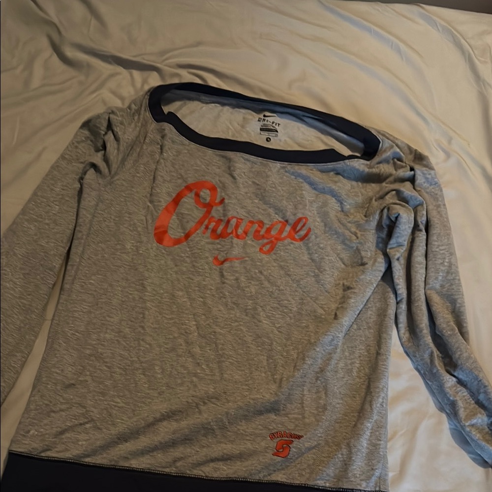 Nike Heather Gray Long Sleeve with Orange Graphic